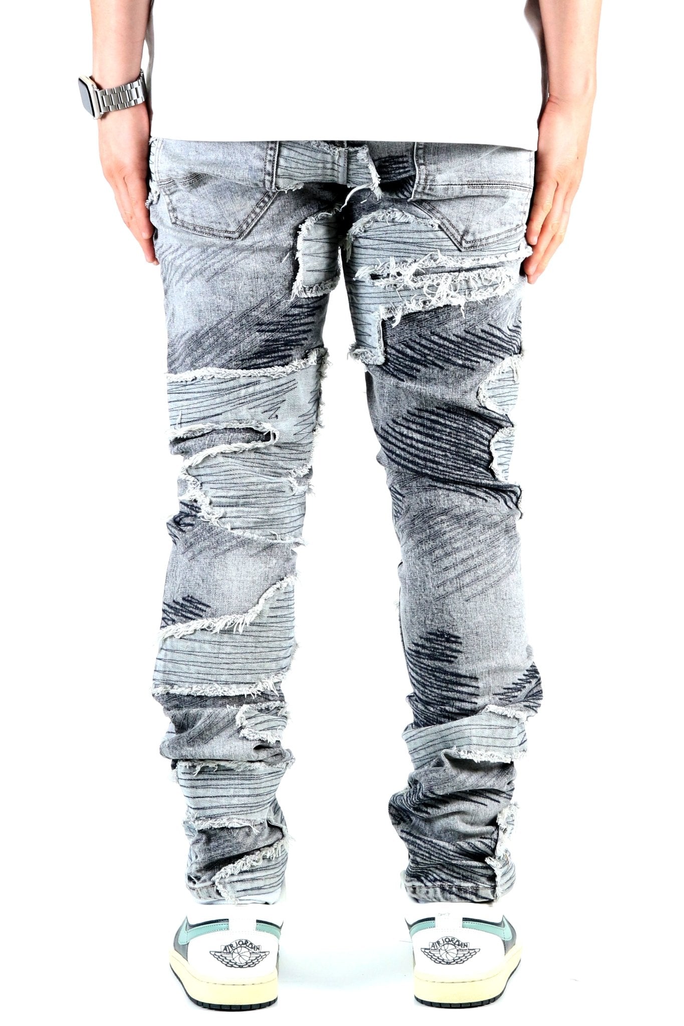 LIN Men's Premium Heavy Washed Skinny Denim Pants