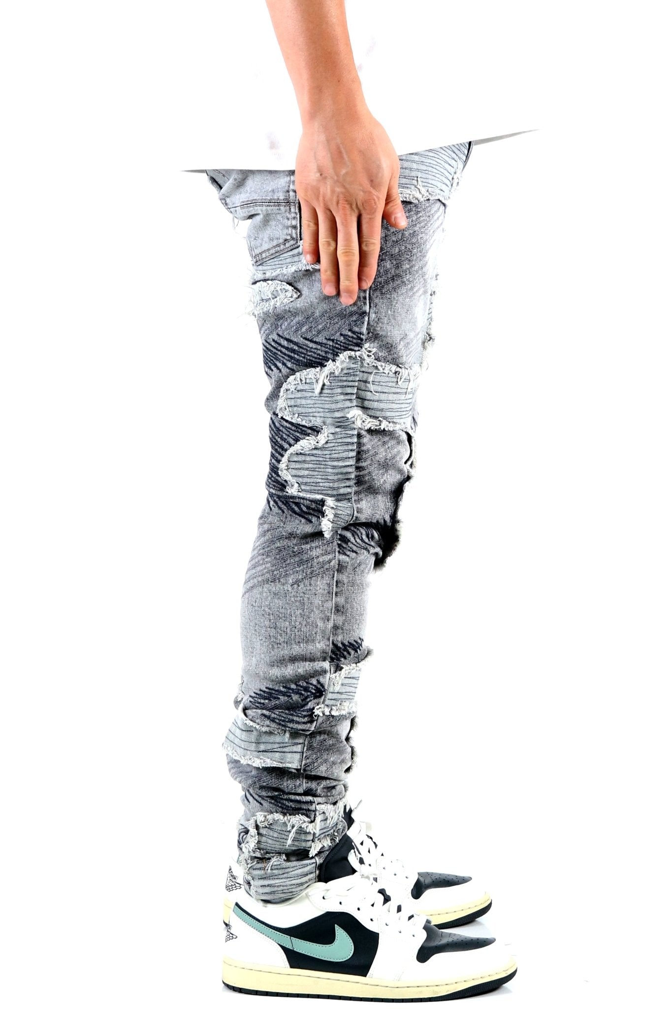 LIN Men's Premium Heavy Washed Skinny Denim Pants