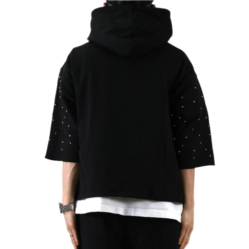 SCHUMA French Terry 3/4 Sleeve Crop Top Pullover Hoodie