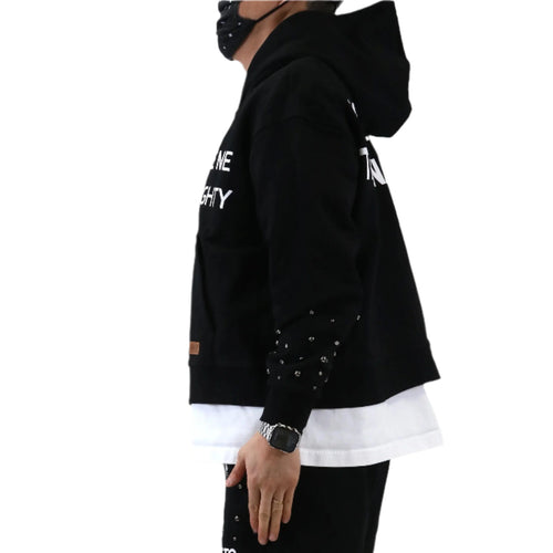 KARAN French Terry Long Sleeve Crop Top Full Zip Hoodie