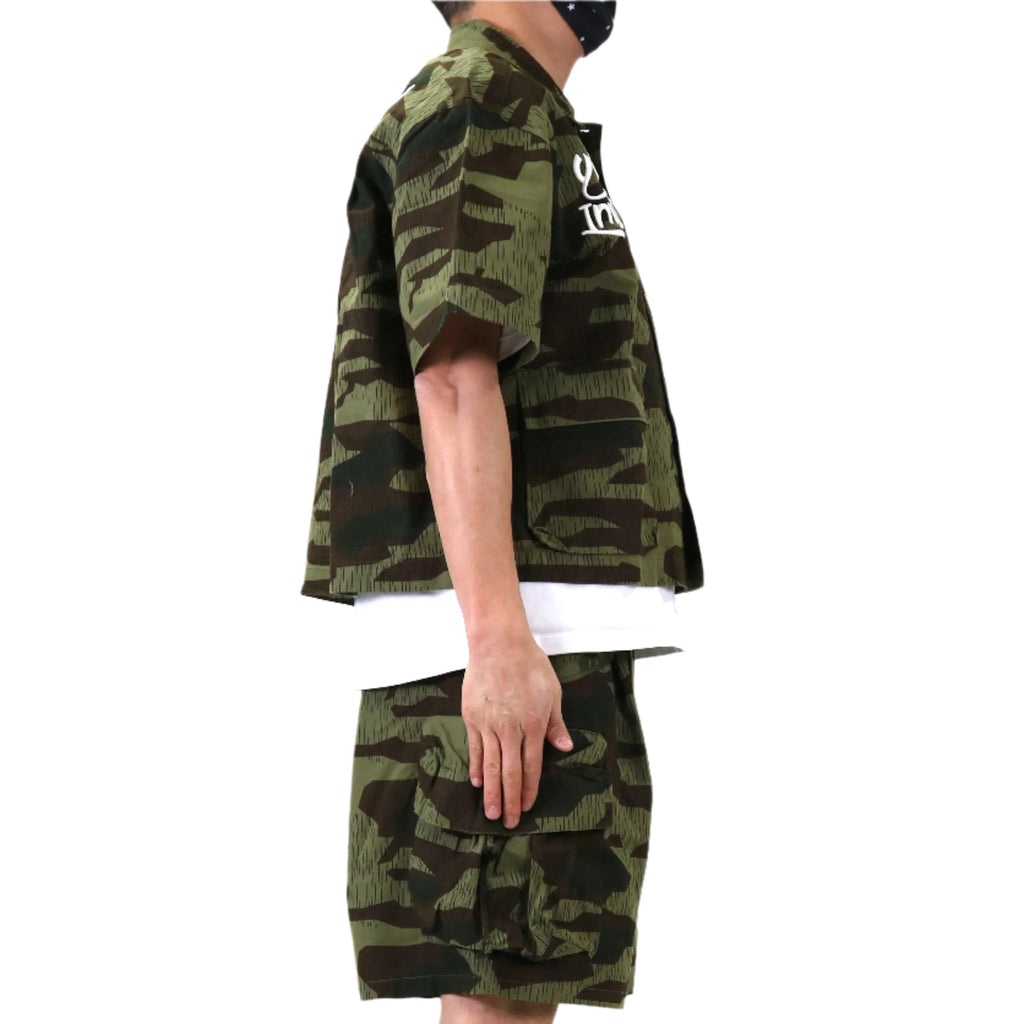 EFFEST Fine Ripstop Twill Boxy Cut Crop Top Short sleeve Buttondown Shirt