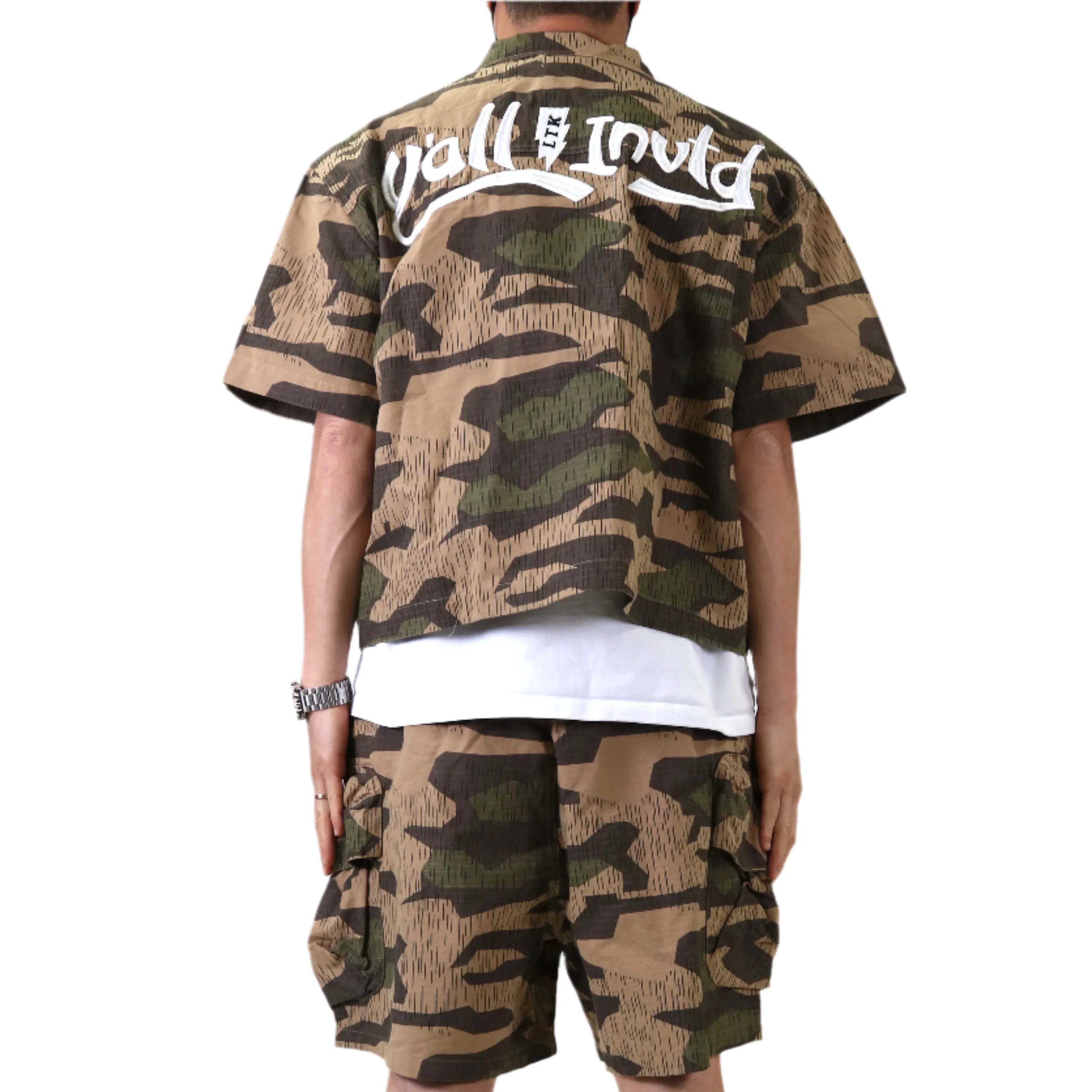 KILO Fine Ripstop Twill Boxy Cut Crop Top Short sleeve Buttondown Shirt