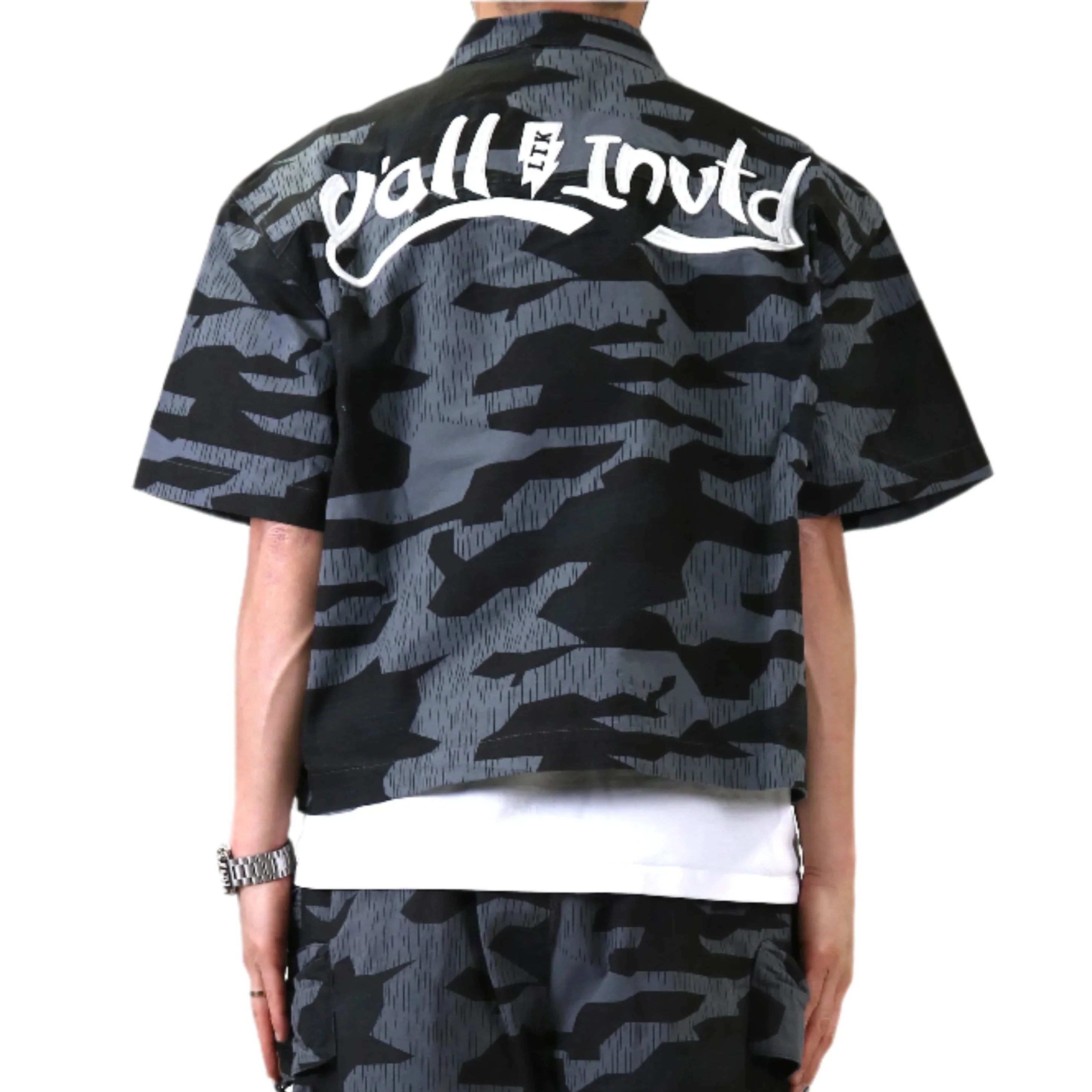 NOIS Fine Ripstop Twill Boxy Cut Crop Top Short sleeve Buttondown Shirt