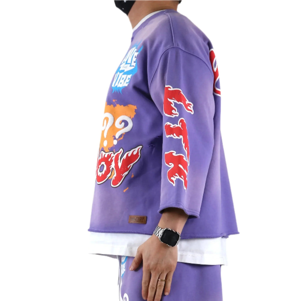 DIAZ S/N Jersey 3/4 Sleeve Crop Top Tee