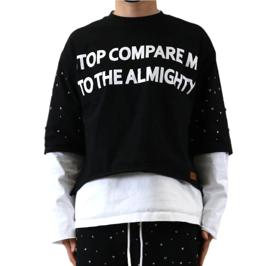 KARAN S/N Jersey 3/4 Sleeve Crop top Tee with Layered long sleeve