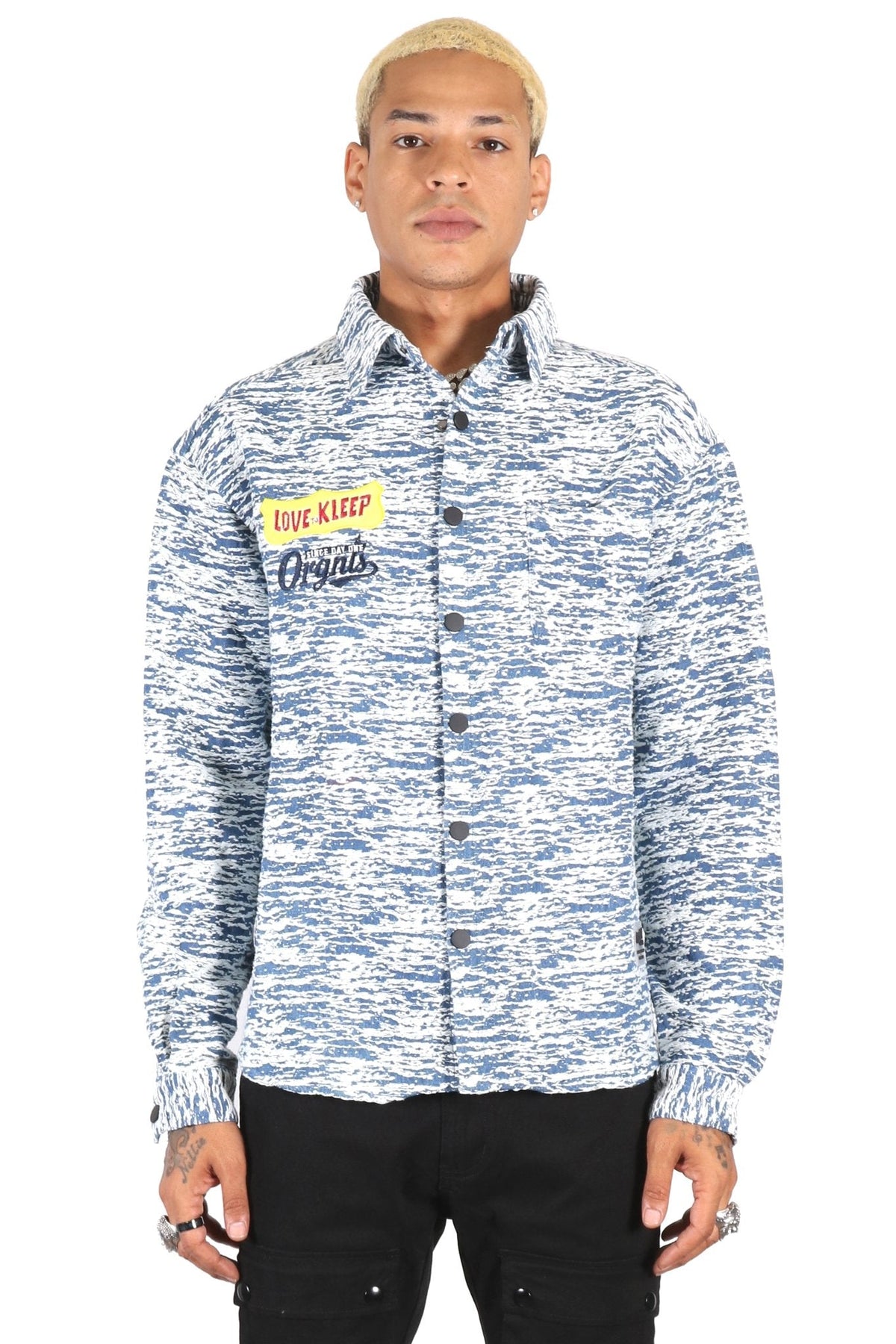 ROX Men's mixed jacquard texture shirt