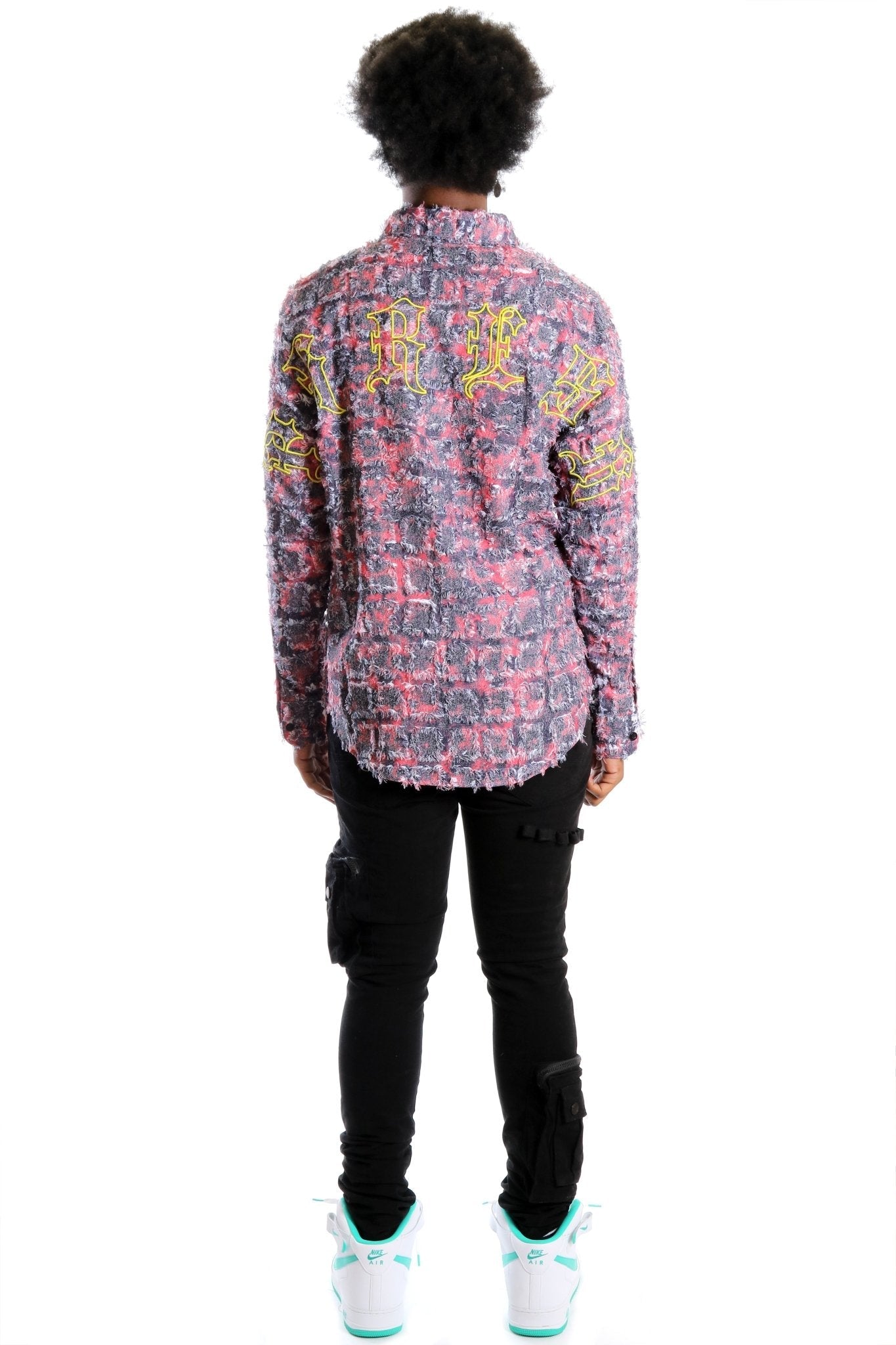 KONA Men's ripped & repaired button down shirt