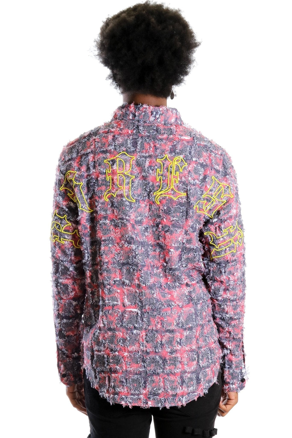 KONA Men's ripped & repaired button down shirt