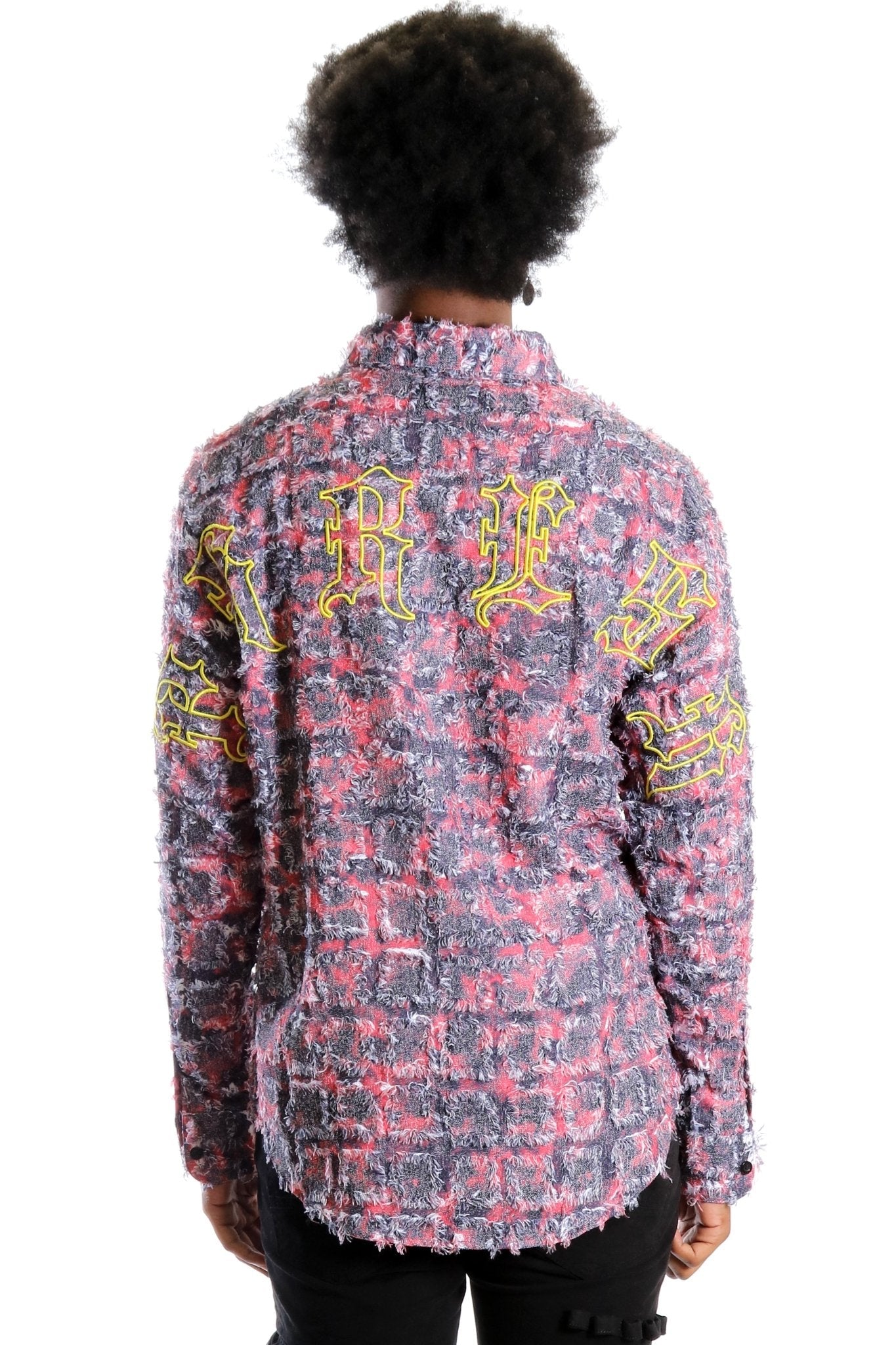KONA Men's ripped & repaired button down shirt