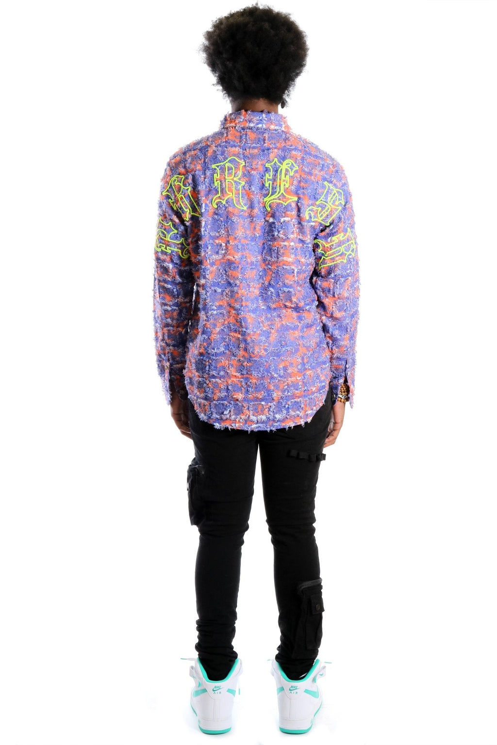 Pello Men's ripped & repaired button down shirt