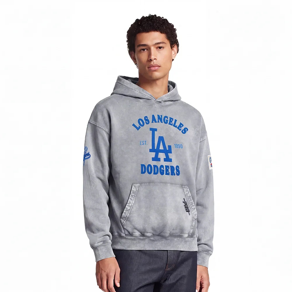 Pro Standard Dodgers First Team Pullover Hoodie - Washed Grey