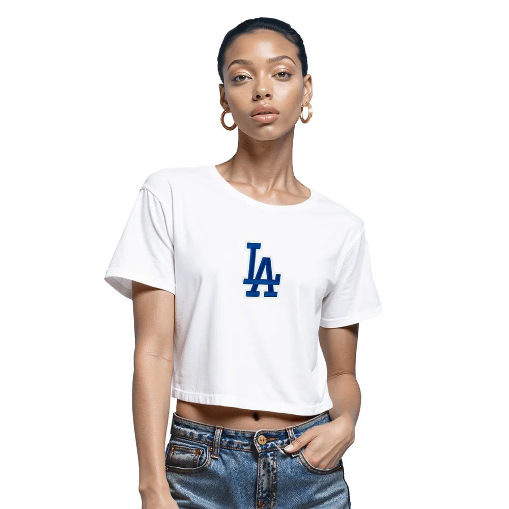 Pro Standard Womens LA Dodgers Wingspan Boxy Tee  - White
