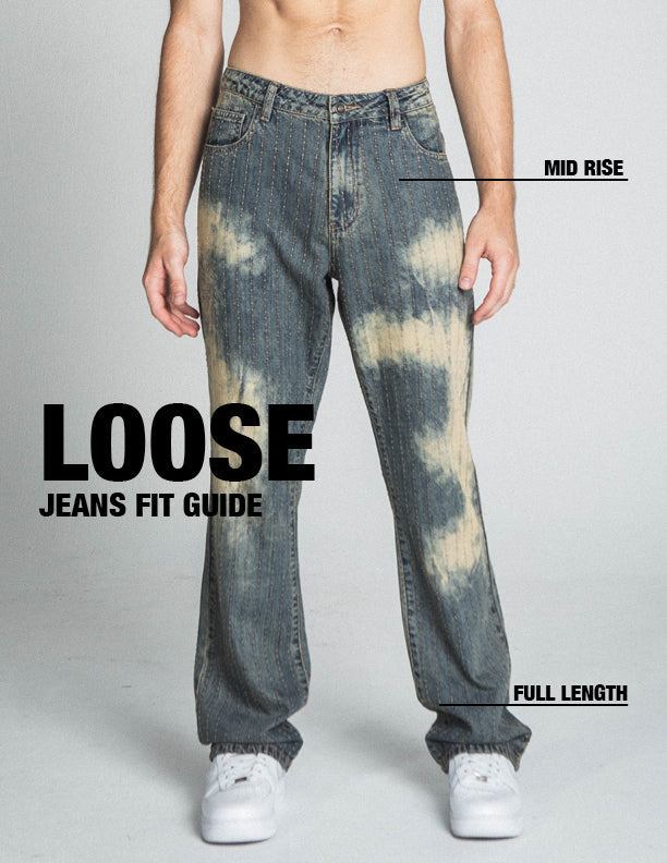 AJ01L-3 Vintage Thread Line Loose Jeans