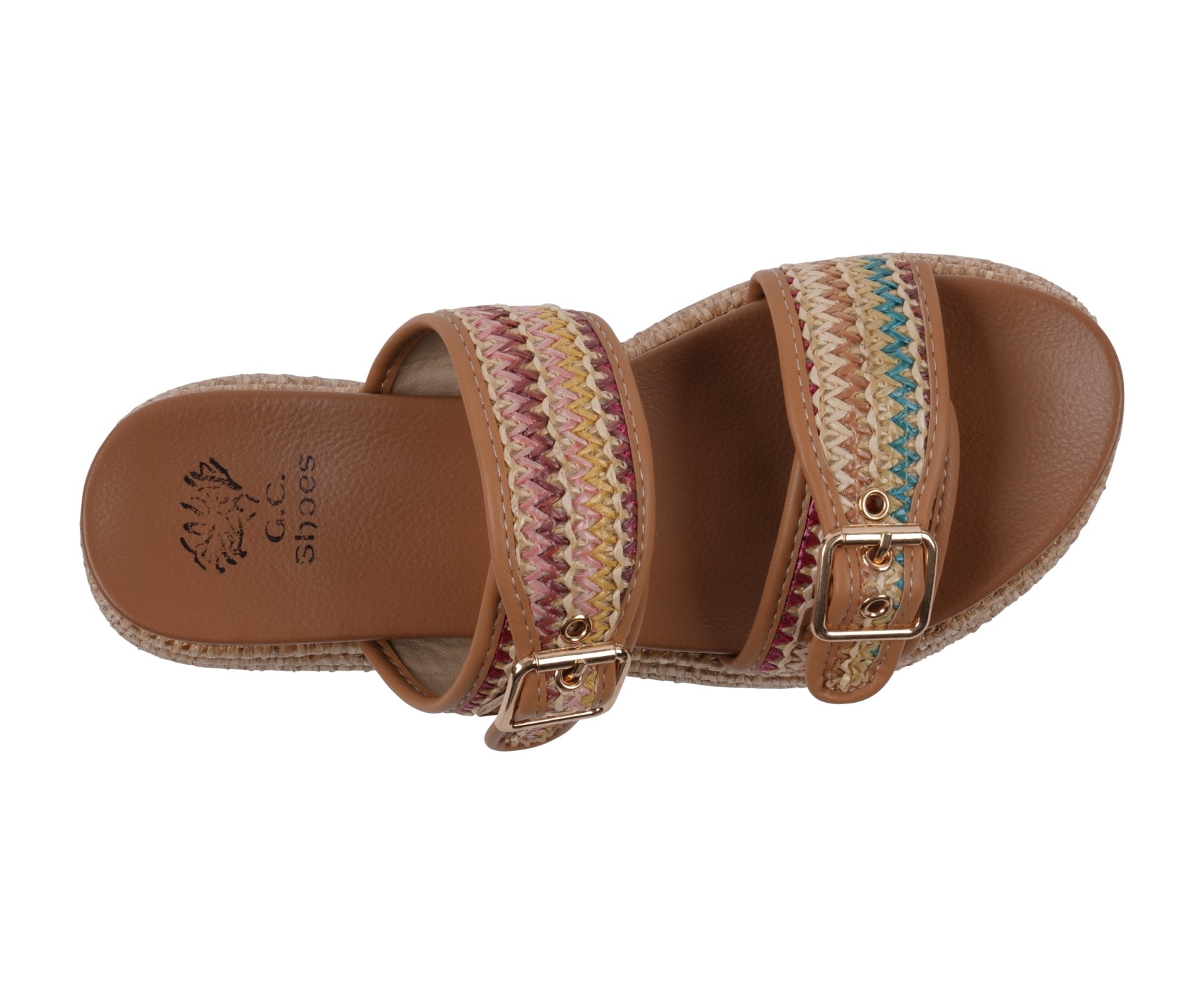 Lorena Multi Woven Double Band Slide Platform Sandals