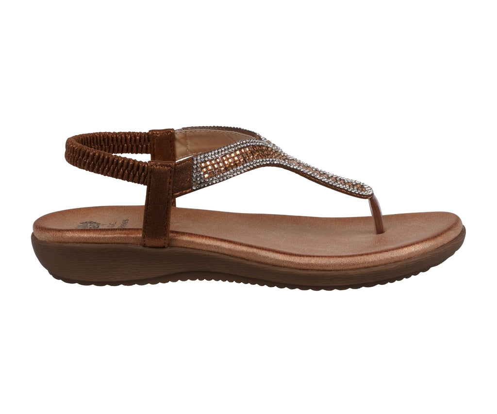Women's Lori Bronze Embellished Flat Sandals