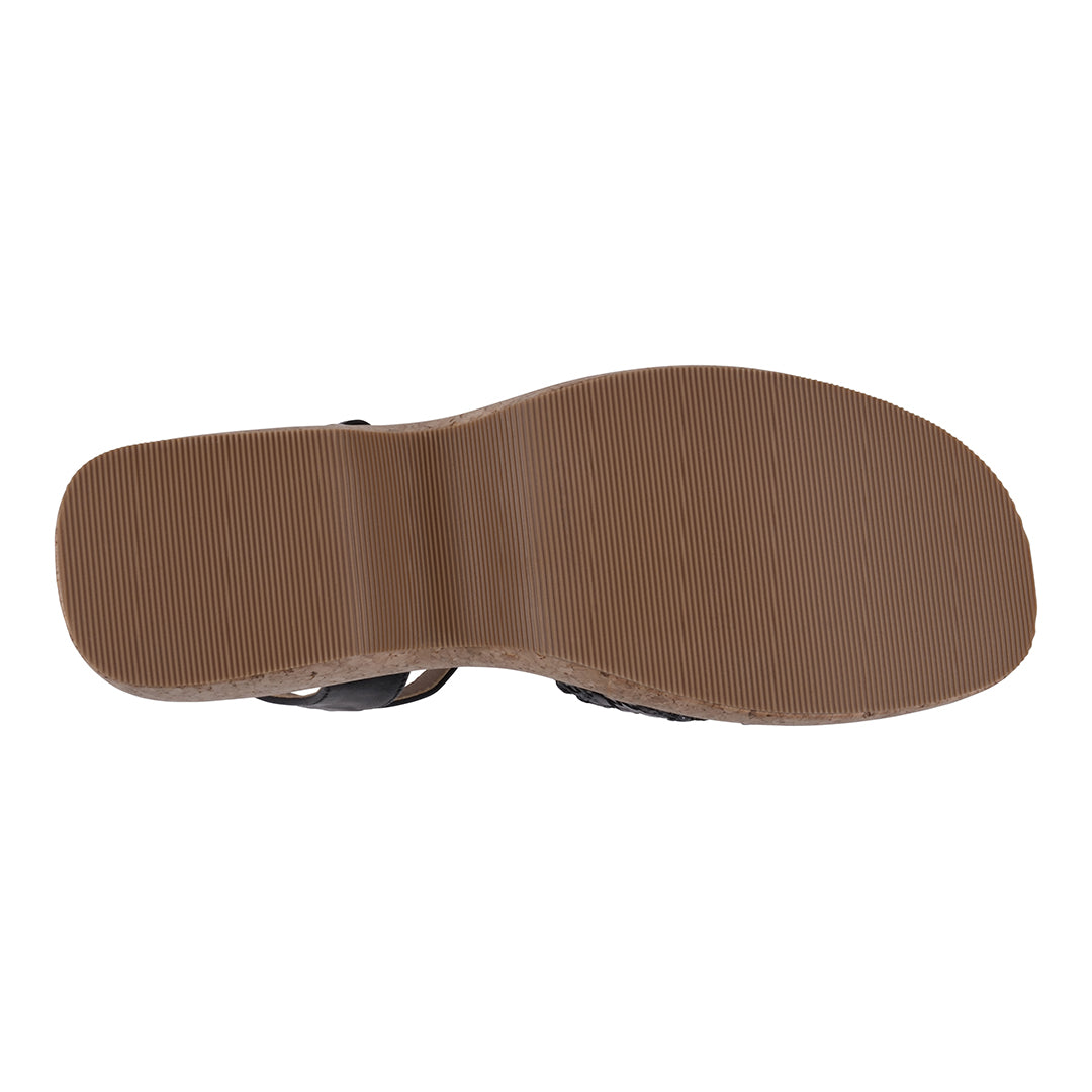 Lucy Black Cross Strap Slingback Platform Sandals