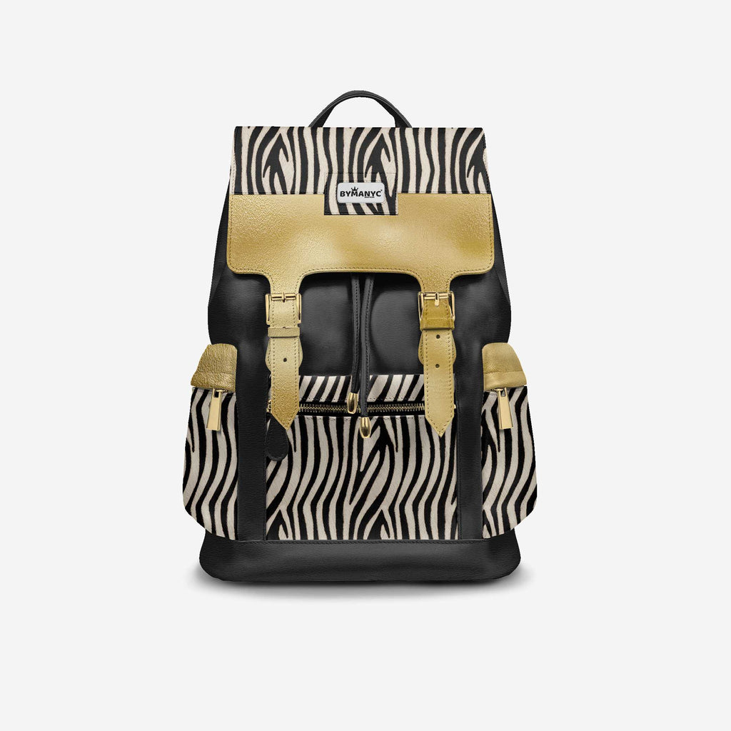 Luxury Vegan Backpack ZEBRA GOLD EDGE – BYMANYC ® New York
