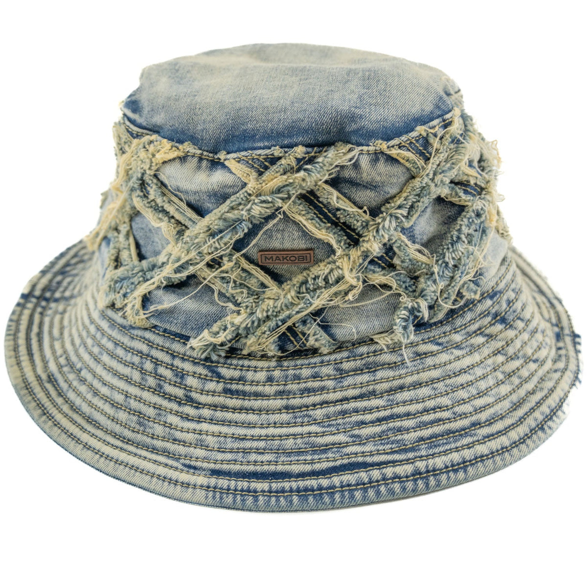 Makobi Rinaldi Denim Bucket Hat in Dirt, front view