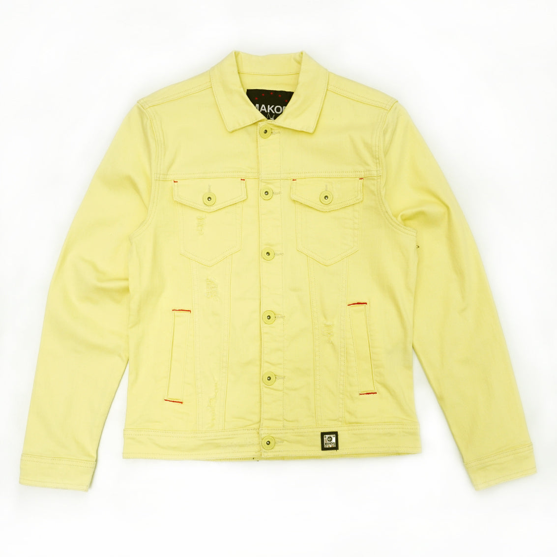 Makobi Core Denim Jacket in Yellow, front view