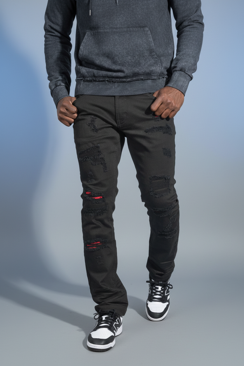Makobi Modena Jeans in Black, worn by a model