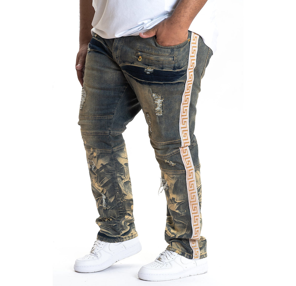 Makobi Biker Jeans w/ Side Taping, Vintage, product photo