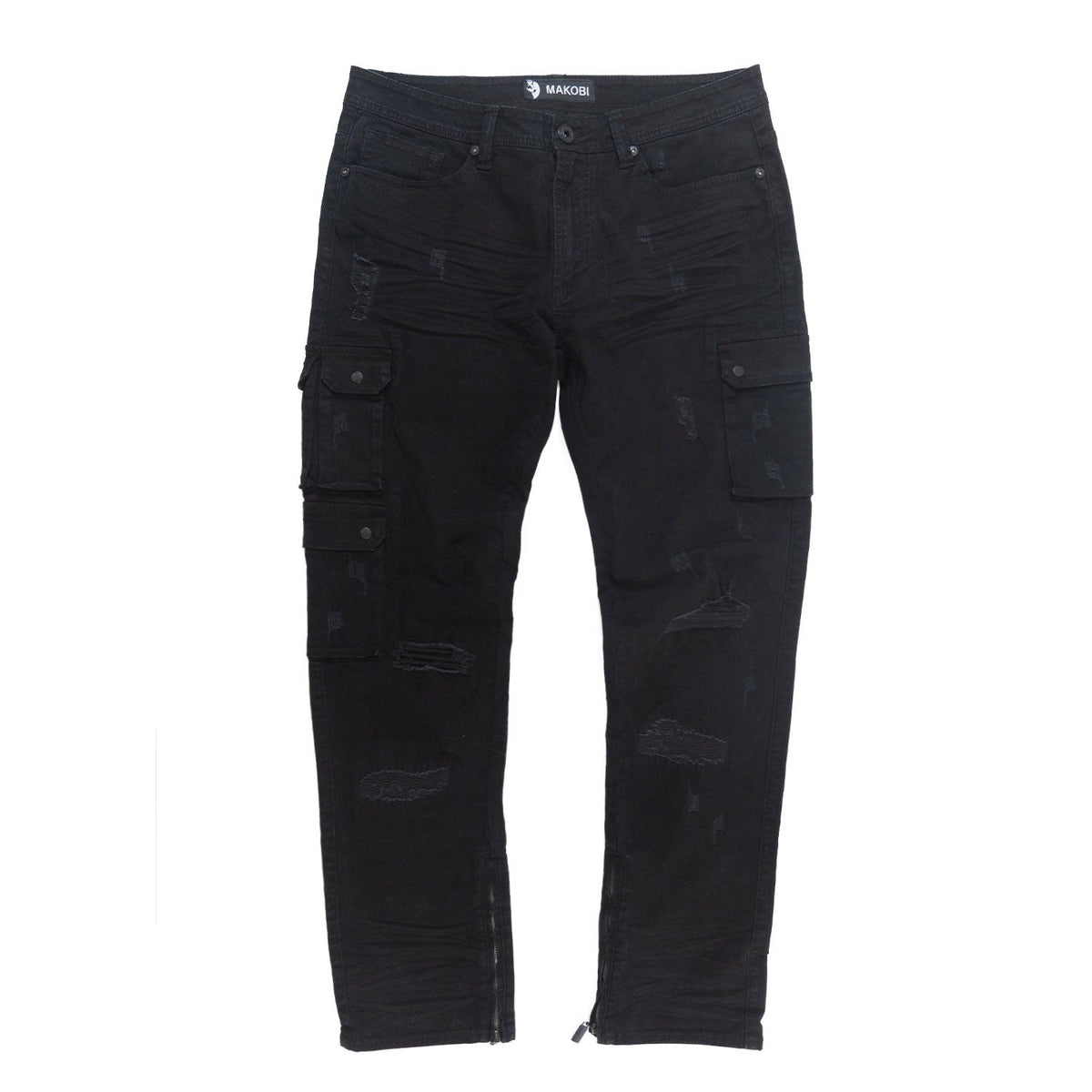 Makobi Berteli Acid Cargo Pants in Black, front view