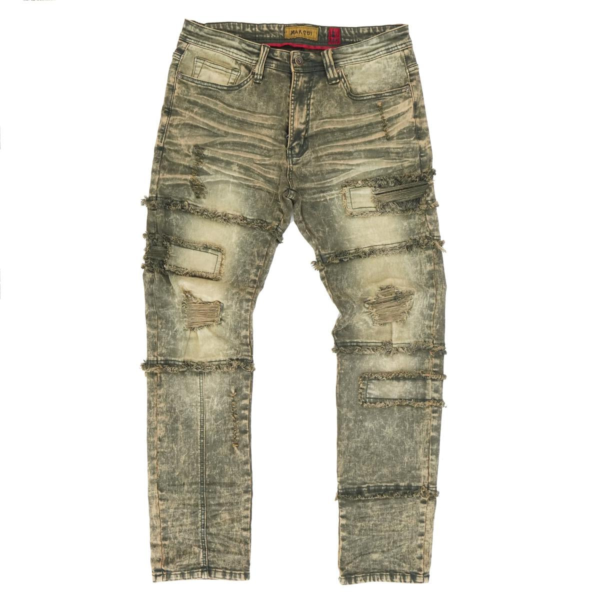 Makobi Bergamo Fray Jeans, Olive, product photo
