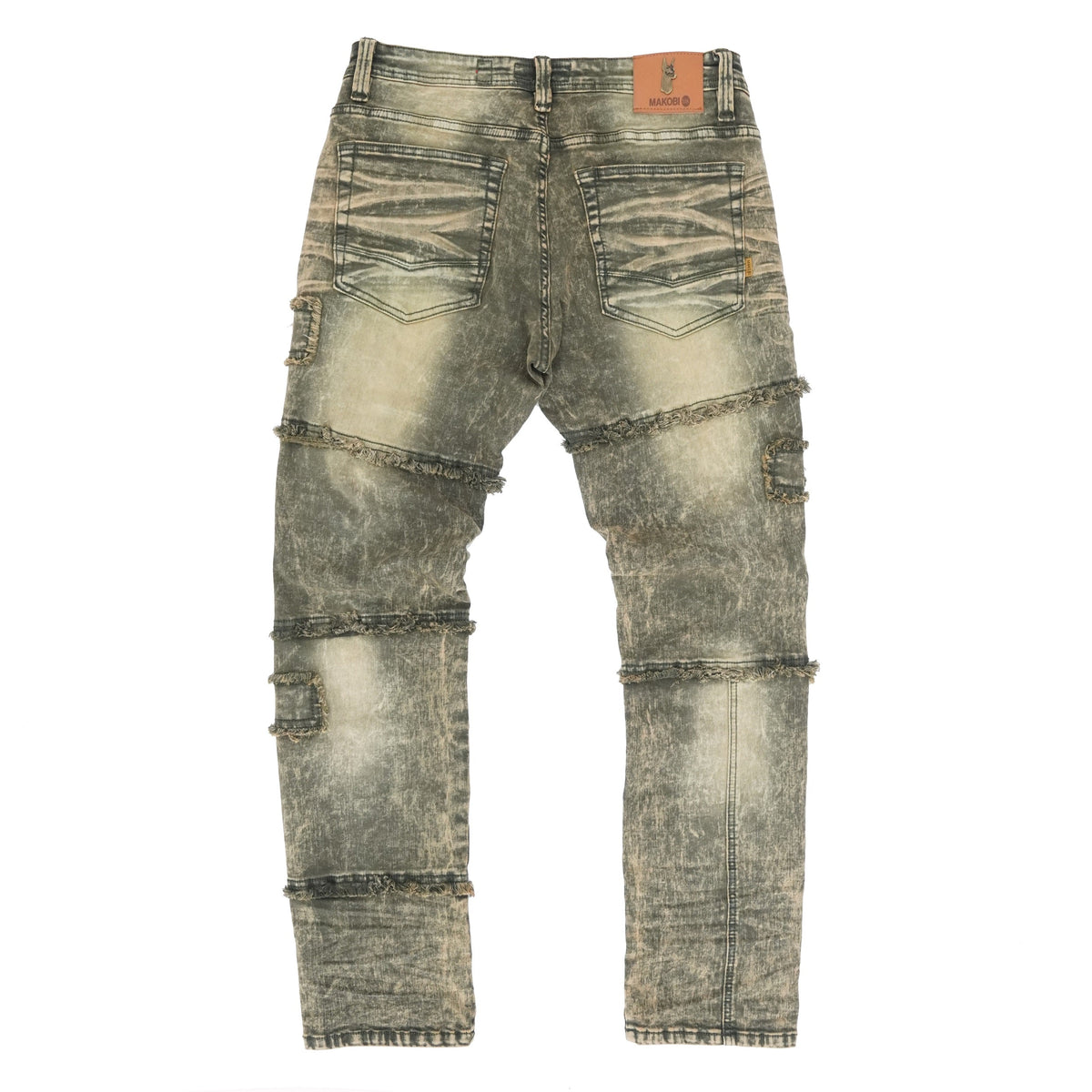 Makobi Bergamo Fray Jeans, Olive, product photo, alternate angle