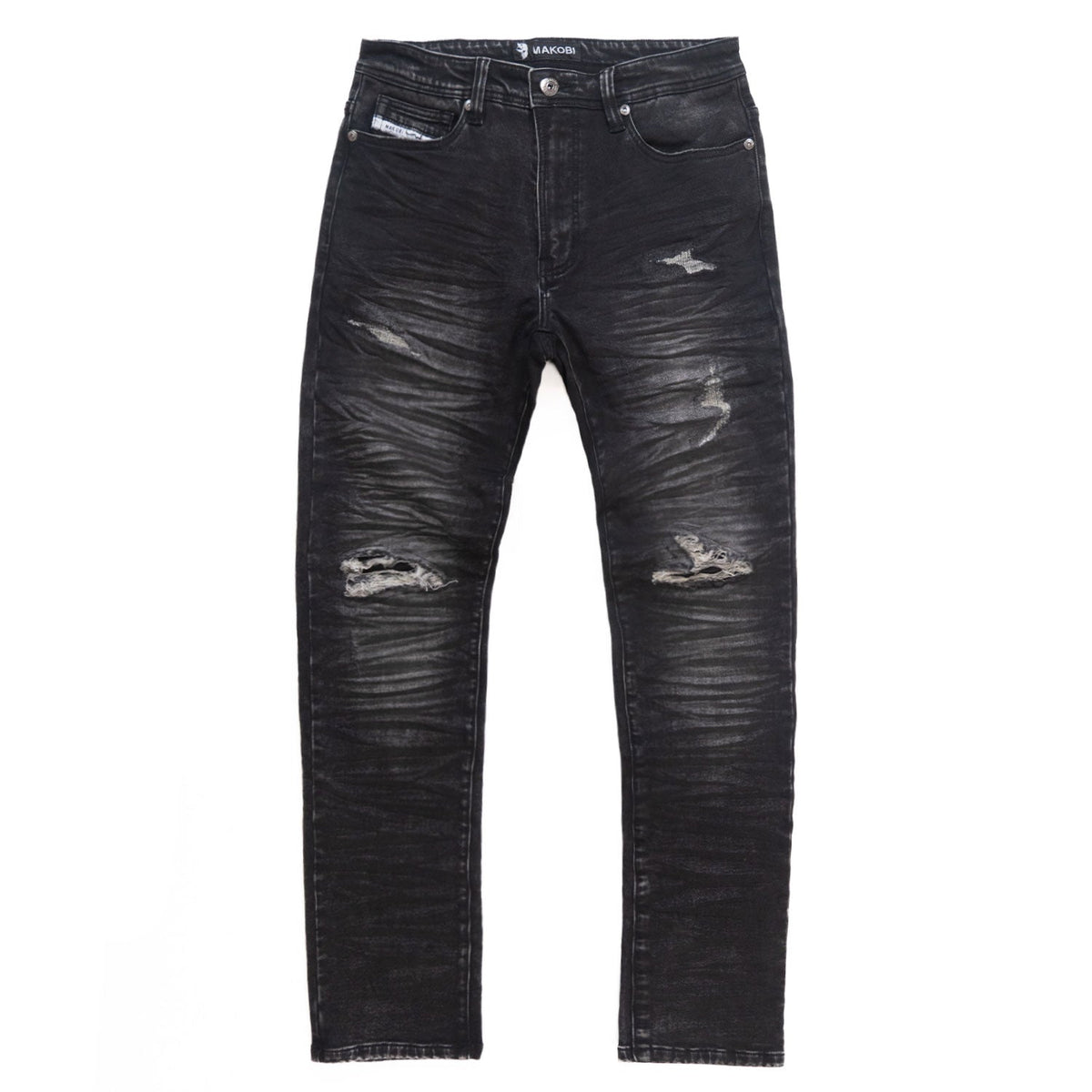 Makobi Toronto Jeans in Black, front detail