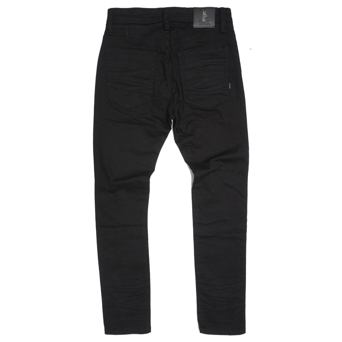Makobi Brighton Shredded Twill Jeans in Black, product photo, alternate angle