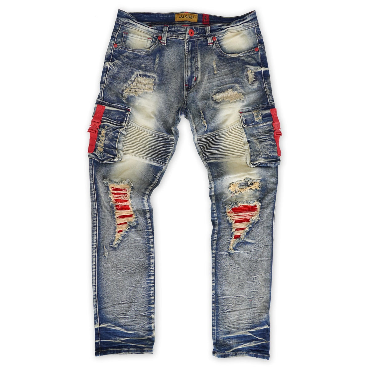 Makobi Railay Biker Jeans w/ Side Pockets in Dirt Wash, product photo