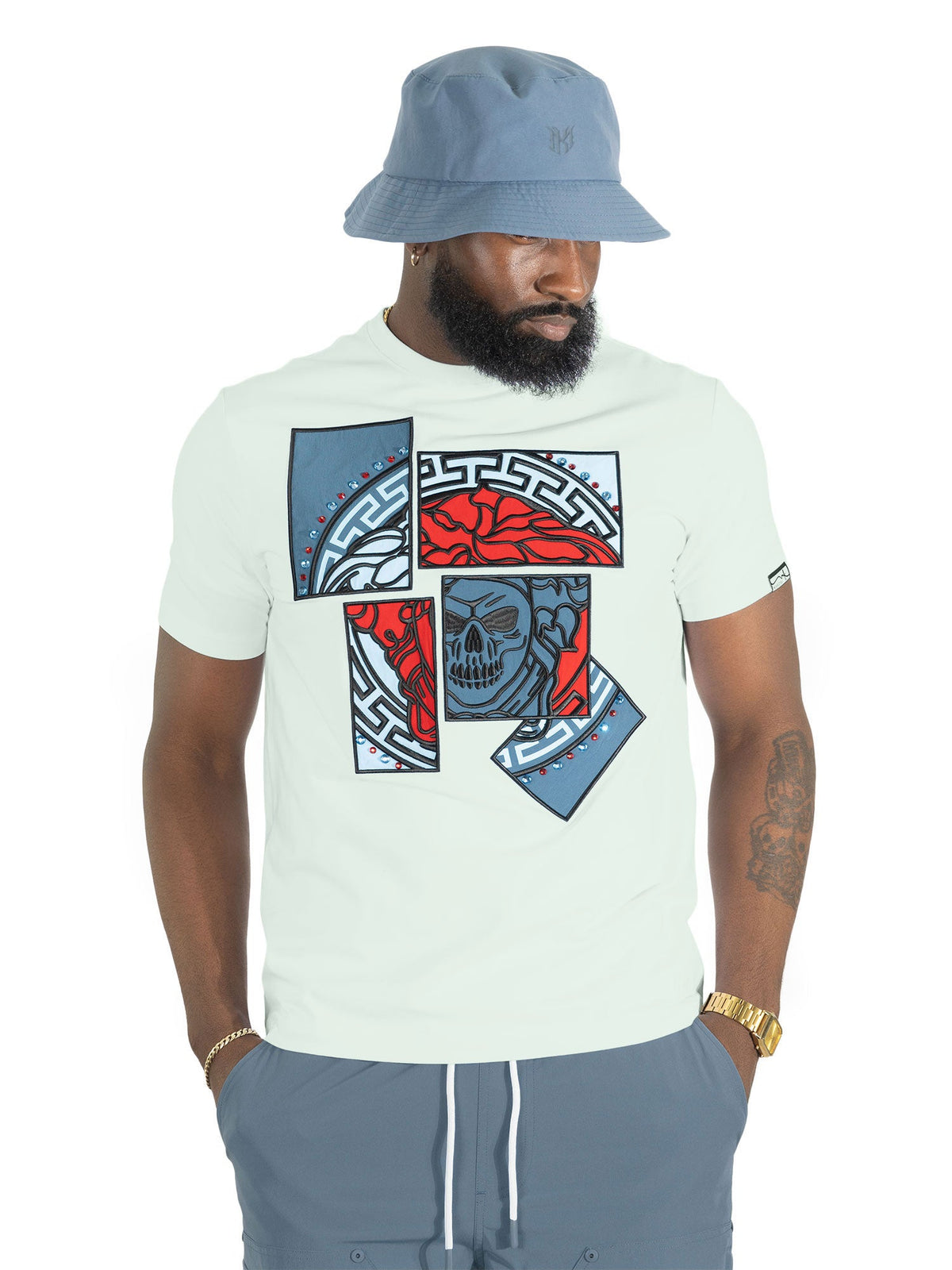 Jersey Shirt | M193 Bianco Medusa Tee - White Blue