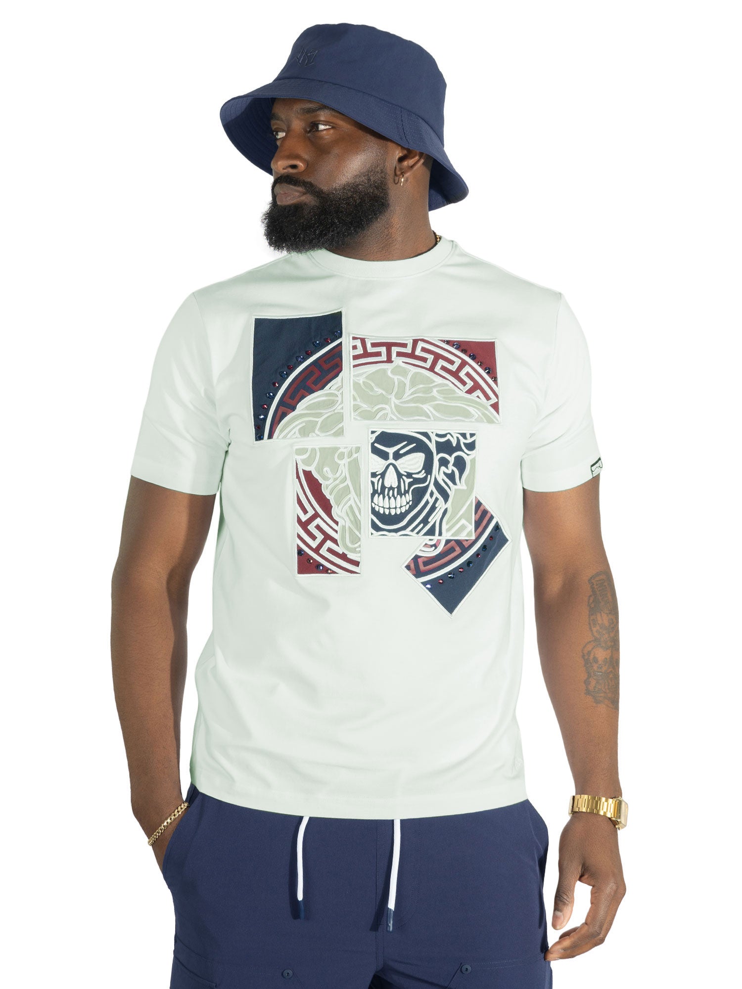 Jersey Shirt | M193 Bianco Medusa Tee - White Navy