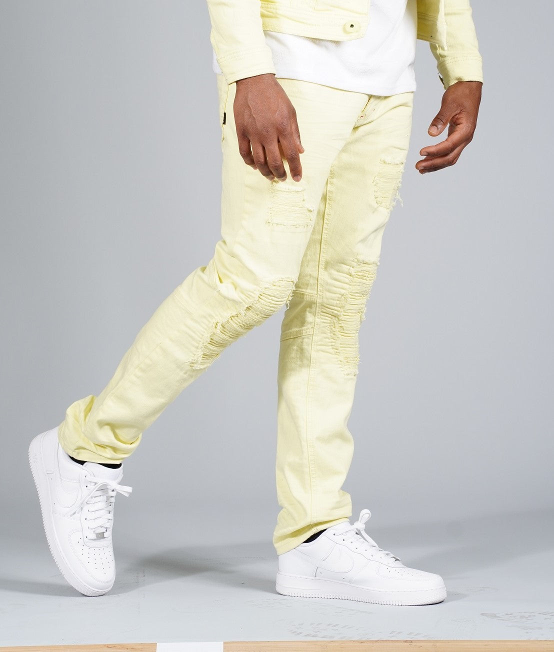 Makobi Denim Jeans in Yellow, product flat lay