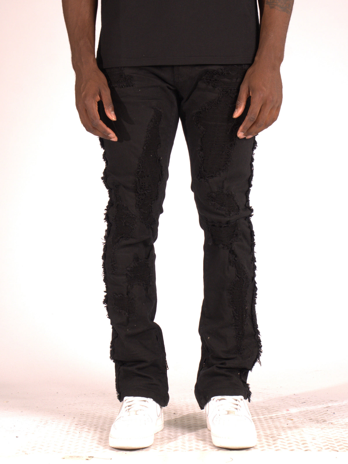 Makobi Danielli 34” Semi Stacked Jeans in Jet Black, product photo, alternate angle