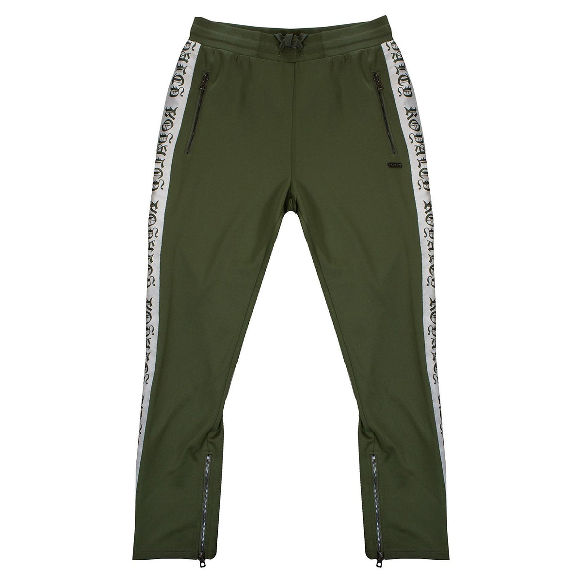 Makobi Royalty Track Pants in Olive/Natural, product photo
