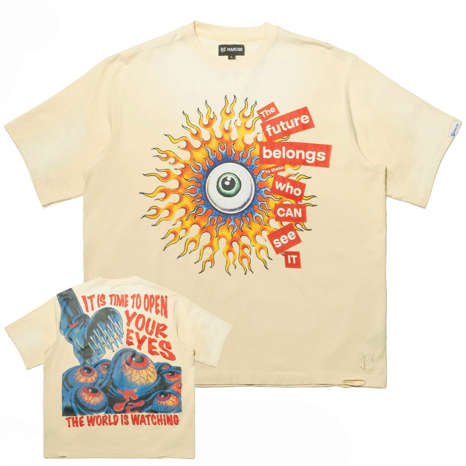 M360 The World is Watching Oversized T-shirt - Natural
