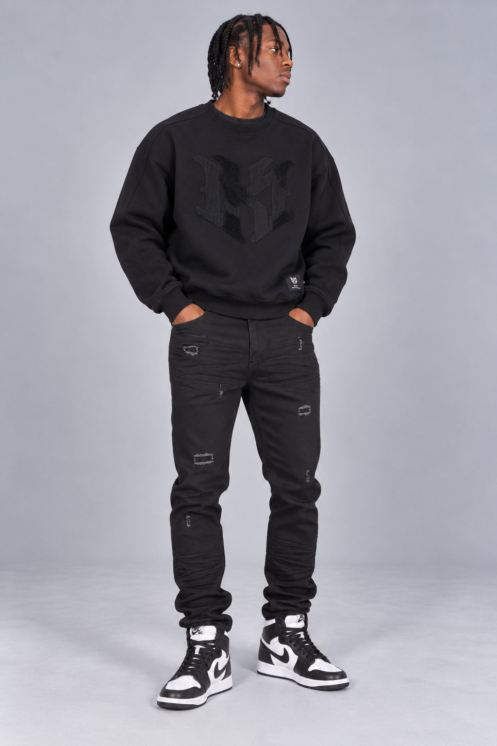 M1609 Manicini Twill jeans - Black-Black