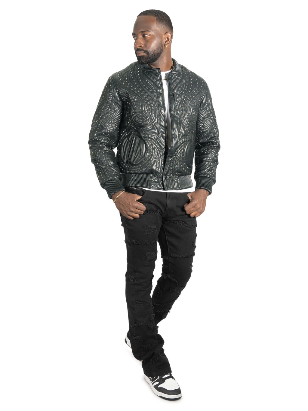 Jacket| M4208 Lorenzo Vegan Leather Jacket- Black