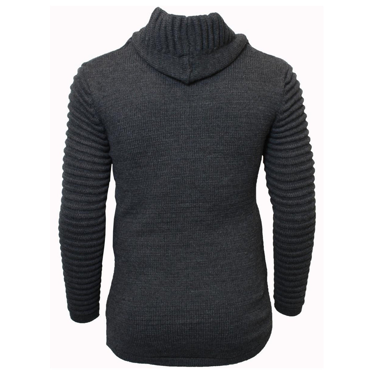 Makobi Ribbed Elongated Sweater in Charcoal Gray, back view