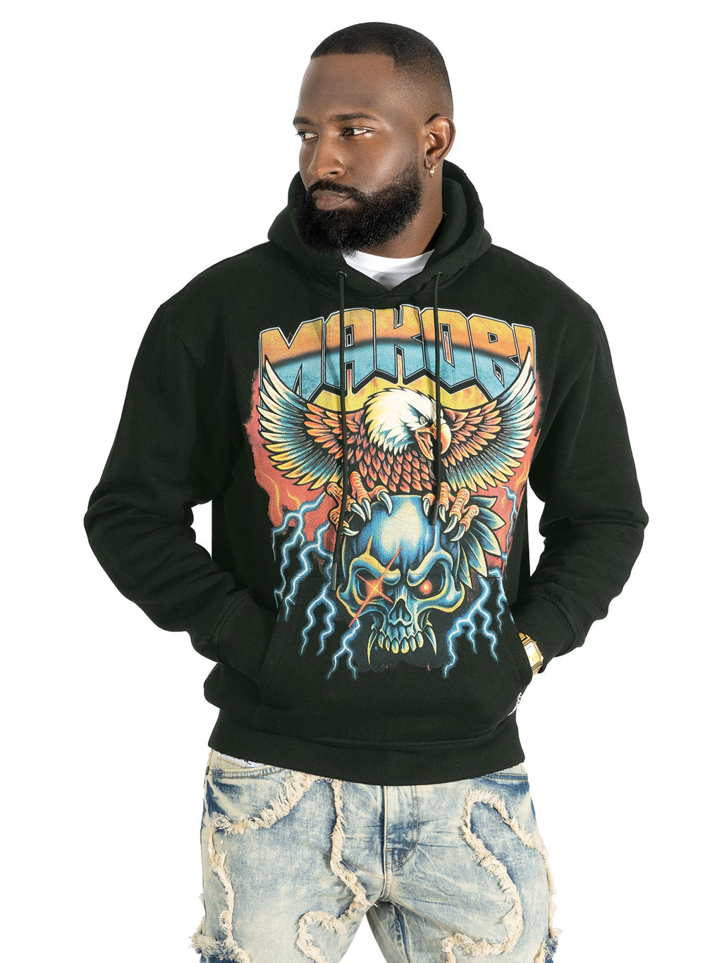 Fleece Hoodie | M4262 Atos Pull Over - Black