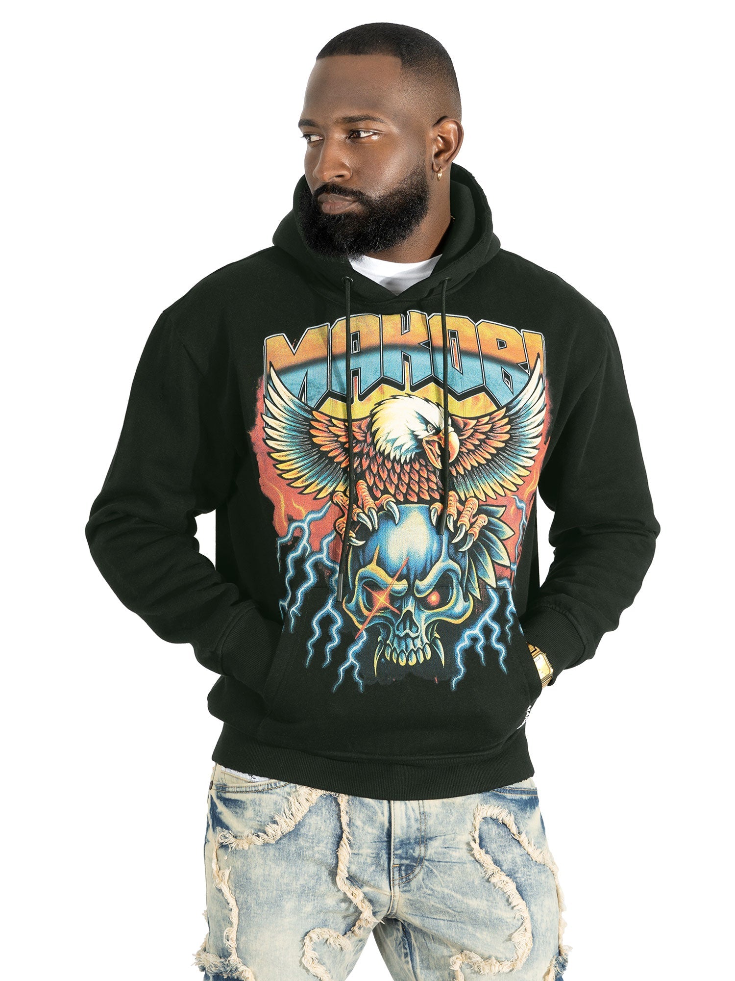 Fleece Hoodie | M4262 Atos Pull Over - Black