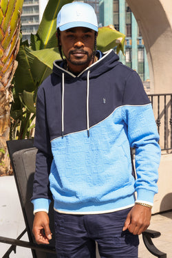 Makobi Bianchi Jacquard Hoodie in Navy, front