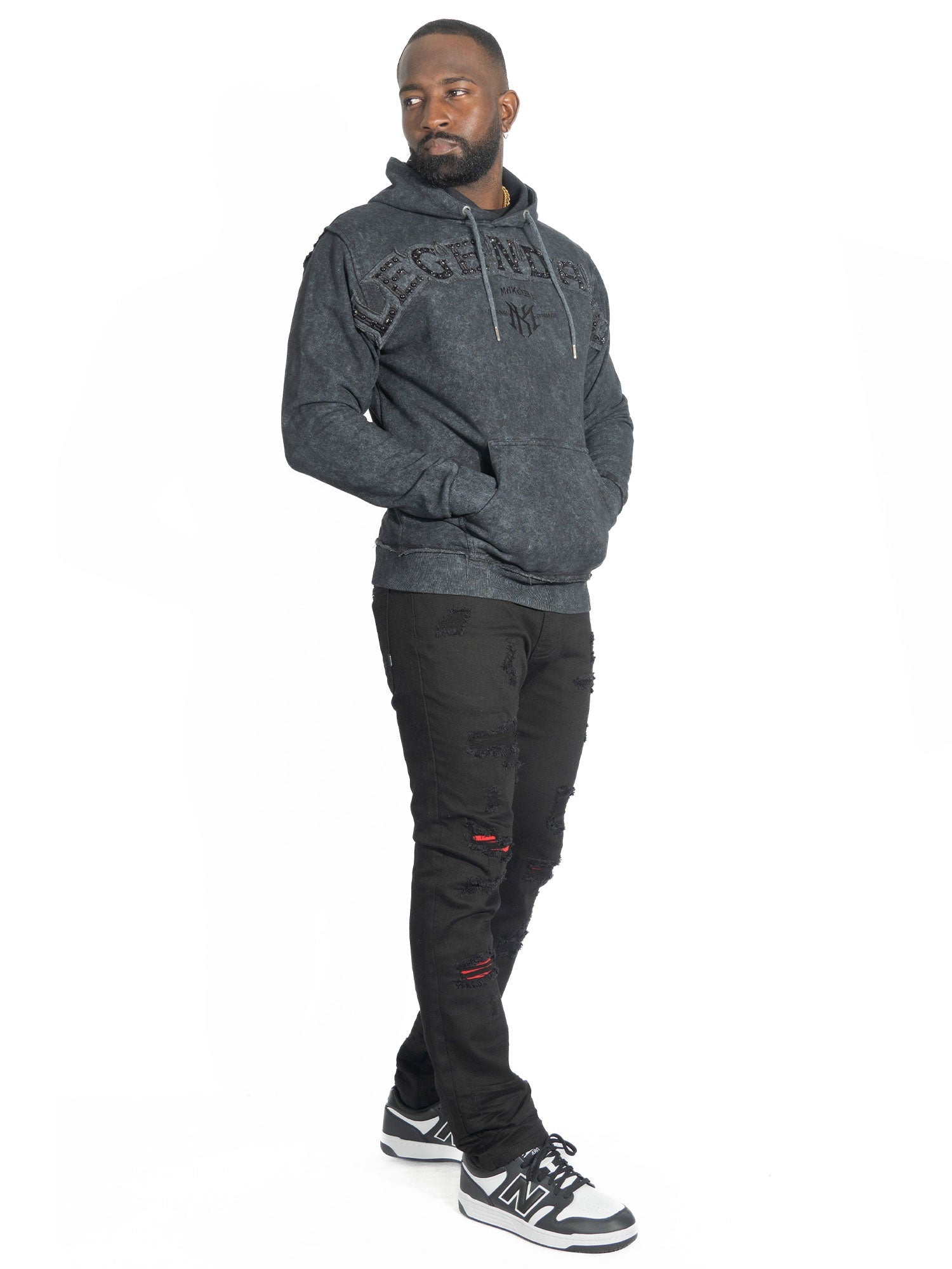 Fleece Hoodie | M4557 Sartoni Pull Over - Black