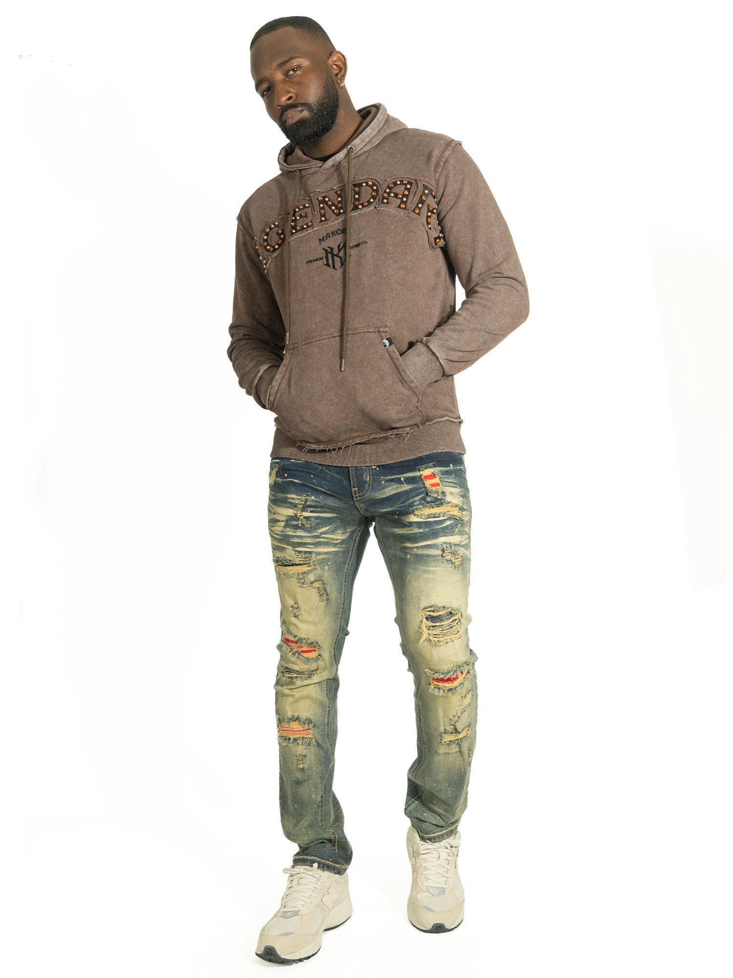Fleece Hoodie | M4557 Sartoni Pull Over- Brown