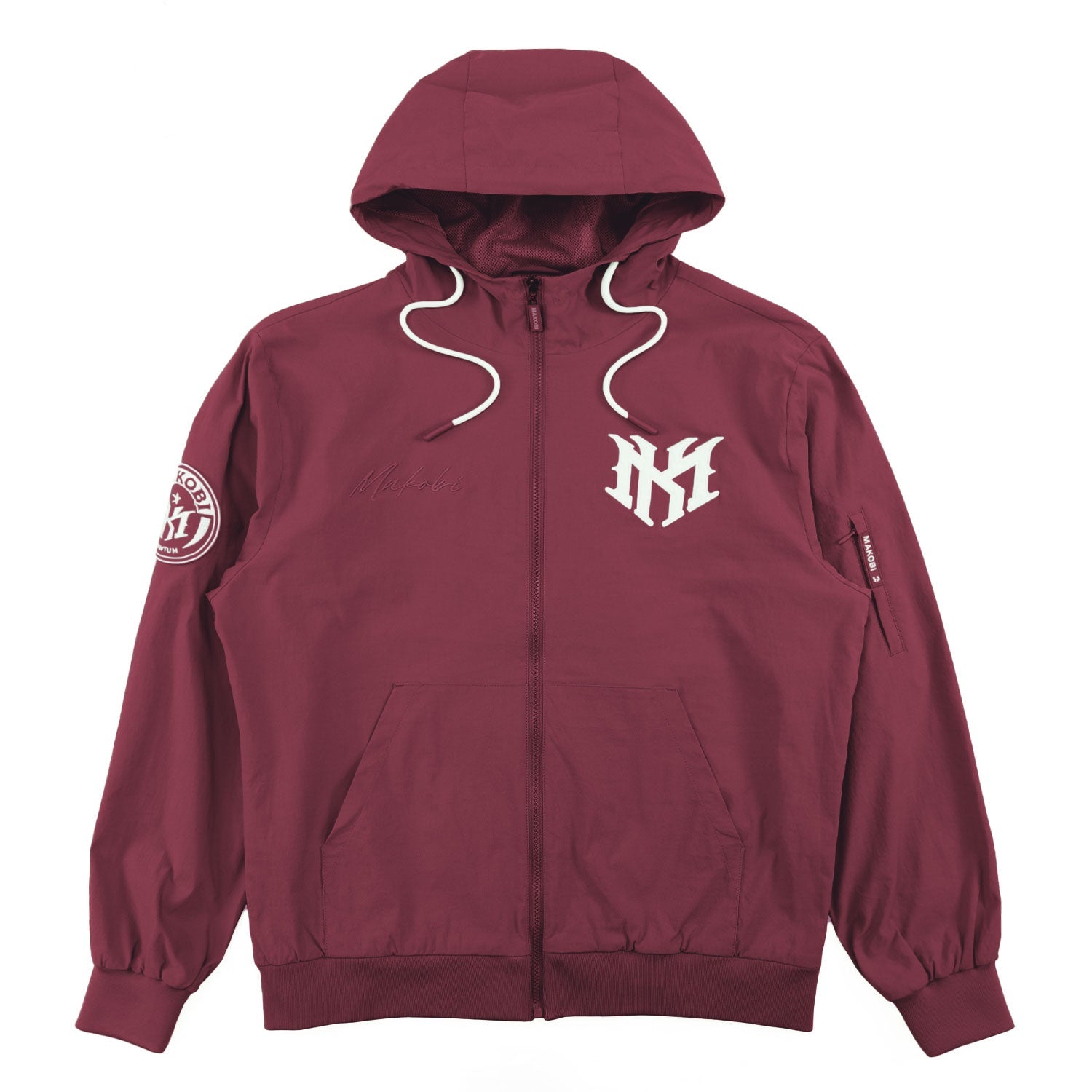 Nylon Hoodie | M4634 Adorni Zip Up- Burgundy