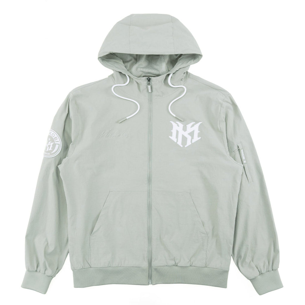 Nylon Hoodie | M4634 Adorni Zip Up- Gray