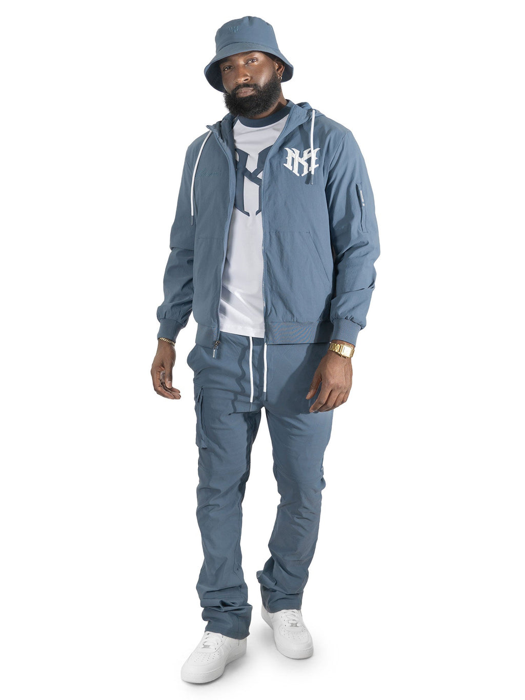 Nylon Hoodie | M4634 Adorni Zip Up- Midnight Blue