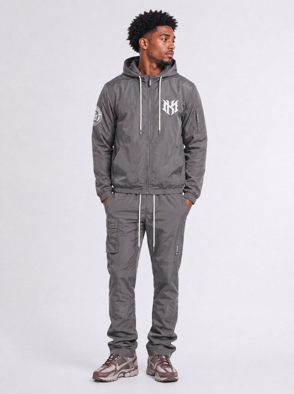 M1634 Adorni Stacked Nylon Pants - Dark Gray