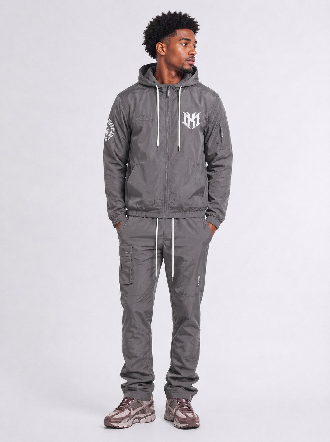 M1634 Adorni Stacked Nylon Pants - Dark Gray